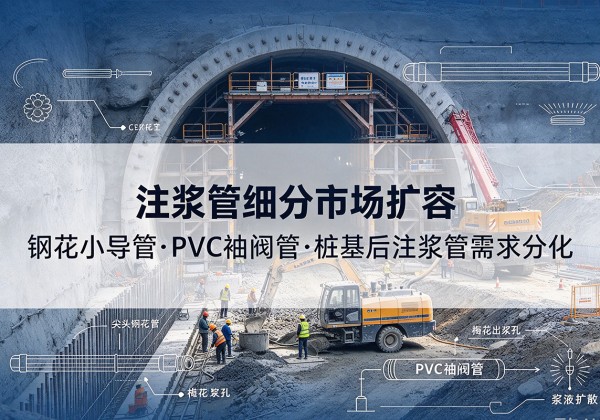 鸡冠注浆管细分市场扩容，隧道钢花小导管、PVC 袖阀管、桩基后注浆管需求分化